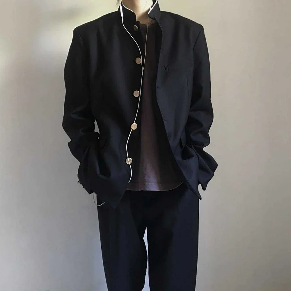 Japanese College Uniform Jacket Stand-up Collar Suit Jacket Top Men's Spring Summer College Wind Trend Men Coat School Uniform