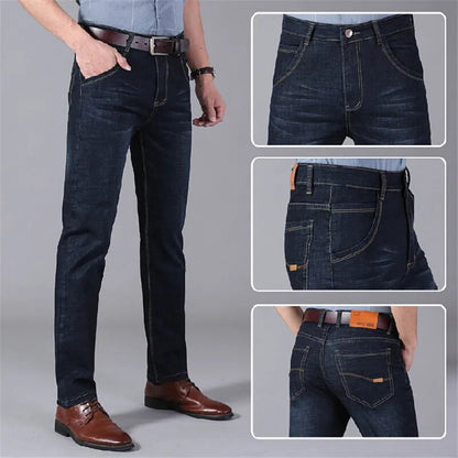 Oversize 42 44 Men Jeans Pants  New Casual Classic Blue Stretch Jeans Business Fashion Casual Denim Trousers Brand Pants