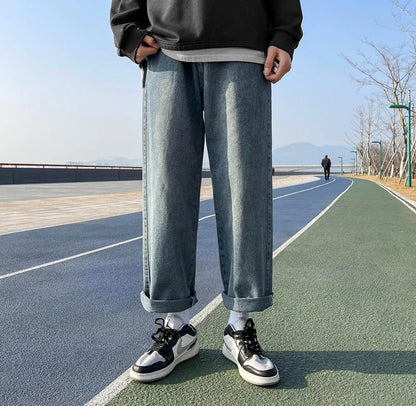 saferido Spring brand straight loose trouser  Korean High street men and women can wear denim classic fashion trend boys girls jeans