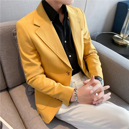 saferido  High Quality Korean Slim Fit Blazer Jackets Men Clothing Simple Two Buttons Business Formal Wear Casual Suit Coats 3XL-S