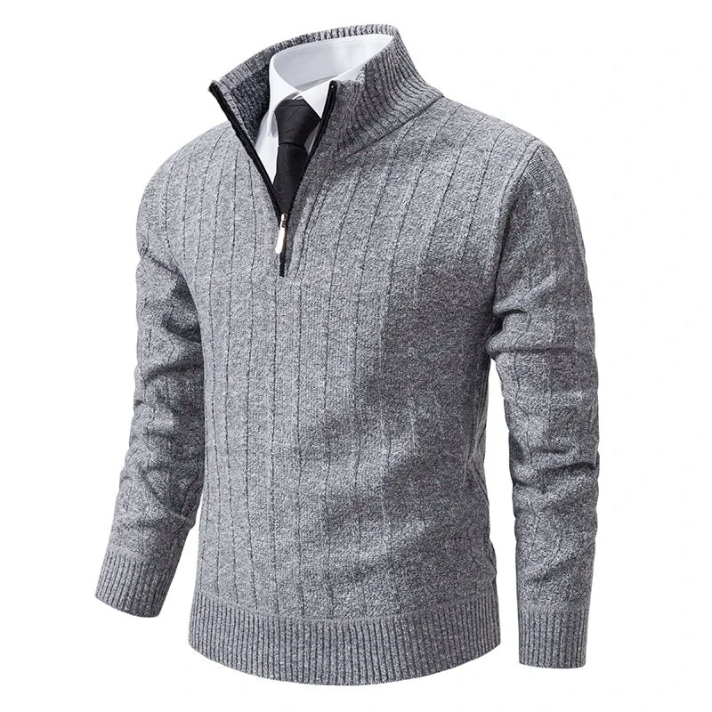 Men's Pullover Autumn And Winter New Knitwear Solid Color With A Bottom Shirt Grab Fleece Warm And Comfortable Sweater