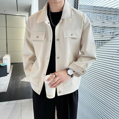 saferido Men Spring High Quality Fashion Casual Jackets/Male Slim Fit Solid Color Lapel Loose Jacket Brand Clothing Chaquetas Hombre Coat