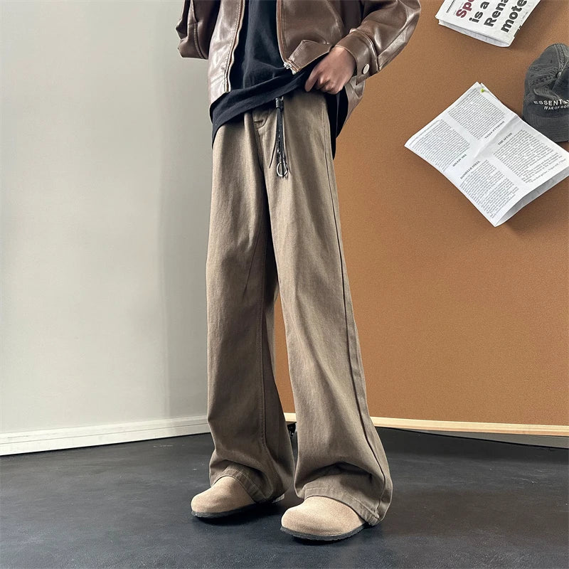 saferido Brown Baggy Jeans Men Casual Oversized Vintage Jeans Men Streetwear Hip-hop Loose Wide Leg Jeans Mens Retro Denim Trousers S-3XL