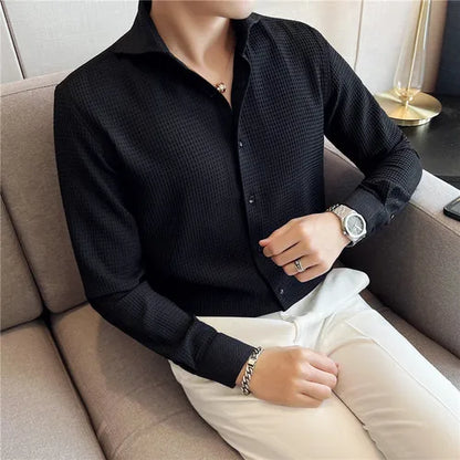 saferido  Clothing Men Spring High Quality Business Long Sleeve Shirts/Male Slim Fit Fashion Casual Dress Shirts Plus Size 3XL