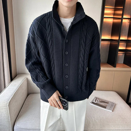 saferido Winter Sweater Cardigan Men Warm Fashion Retro Knit Sweater Jacket Men Korean Loose Cardigan Sweater Mens Jumper Clothes M-3XL