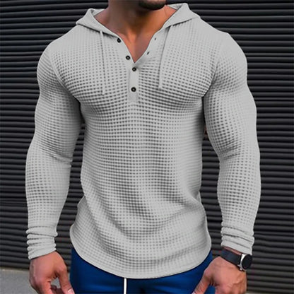 Spring Autumn Hooded T Shirt Men Long Sleeve Solid Color Slim Fit Sports Tops Fashion Breathable Casual Tees Mens V Neck Tshirt