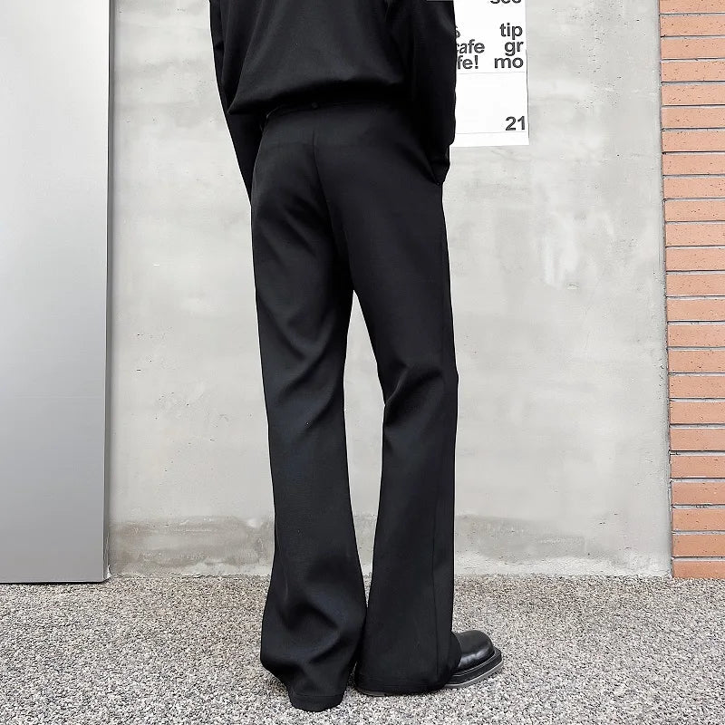 saferido Men Suit Pants Casual Korean Style Contrast Color Belt Design Simple Fashion Wide Legs Male Trousers 2024 New Stylish