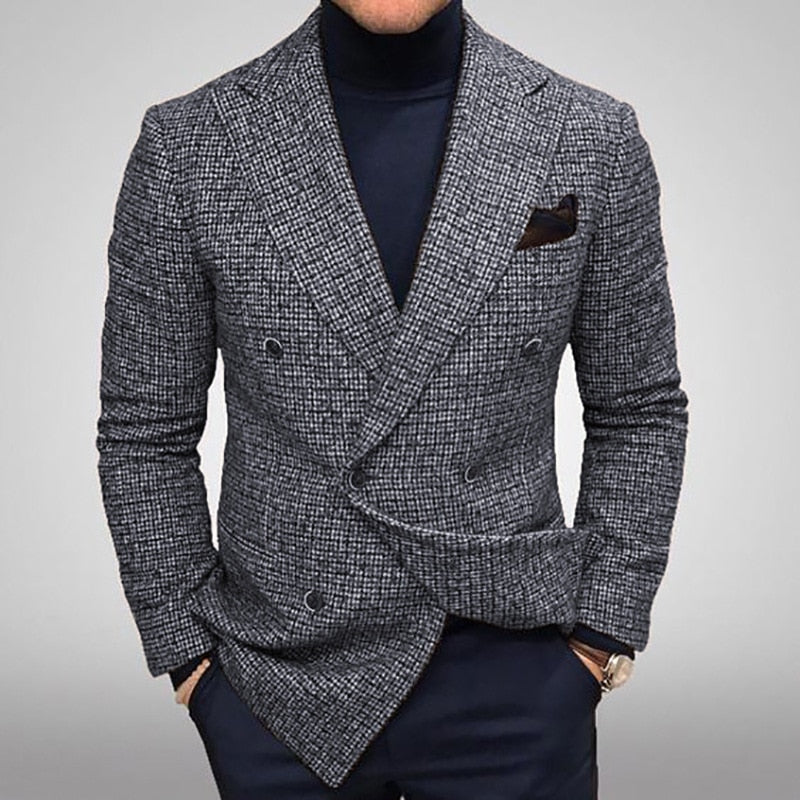 Men's Plaid Print Blazer  Fashion Casual Slim Wedding Party High Quality Long Sleeve Suits Jacket Men's Clothing Blazer