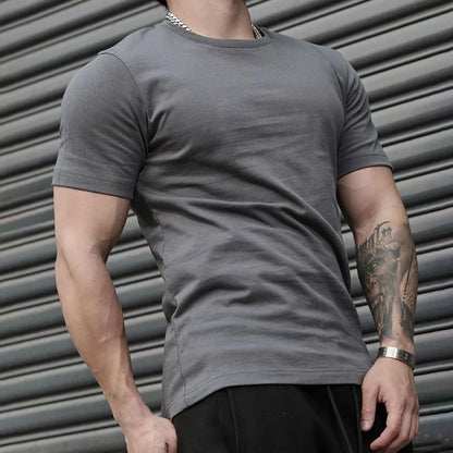 saferido Gym Vest Workout Top 2024 Mens Thin Slim Fit Casual Solid Color Sports T-Shirt Running Sexy Top Short-Sleeved L American Fitness