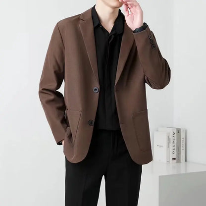 Brown Black Blazer Men Slim Fit Fashion Social Mens Dress Jacket Korean Business Casual Suit Jacket Mens Office Formal Blazer