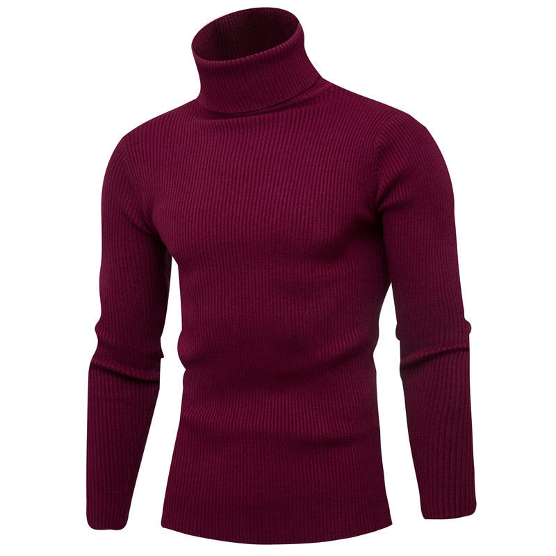 New Autumn Winter Turtleneck Sweater Men Solid Color Casual Knitted Pullovers Sweater Mens Slim Fit Pullover Mens Clothing