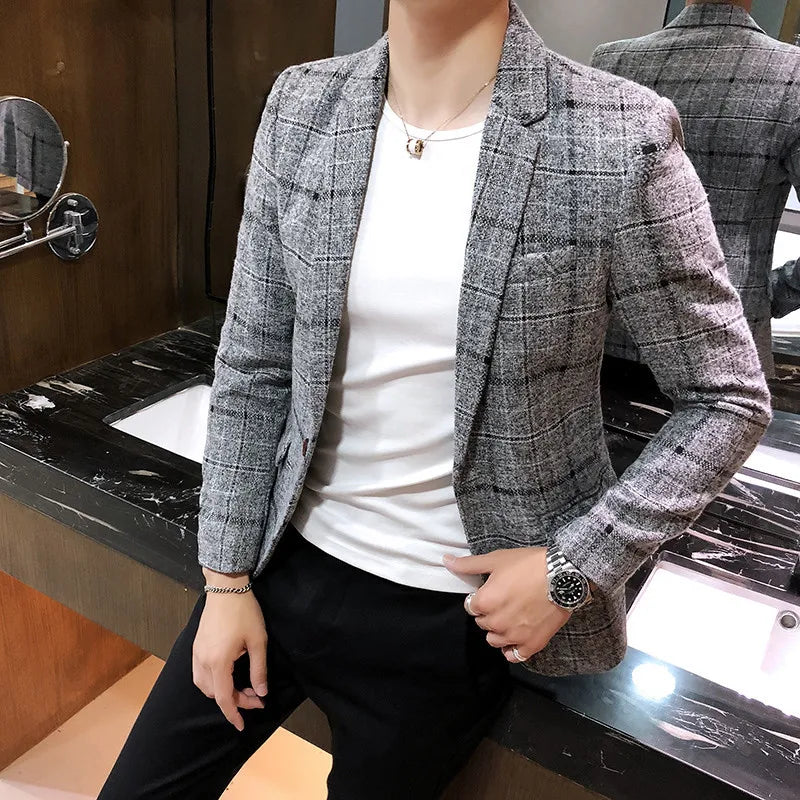 saferido Men's Blazer Fashion Spring Summer Clothing Male Suit Jacket Gradient Color Casual Slim Fit Fancy Party Singer Blazzer Coat