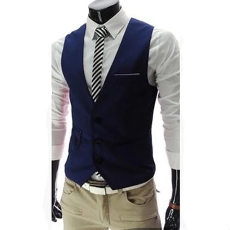 New Arrival Dress Vests For Men Slim Fit Mens Suit Vest Male Waistcoat Gilet Homme Casual Sleeveless Formal Business Jacket