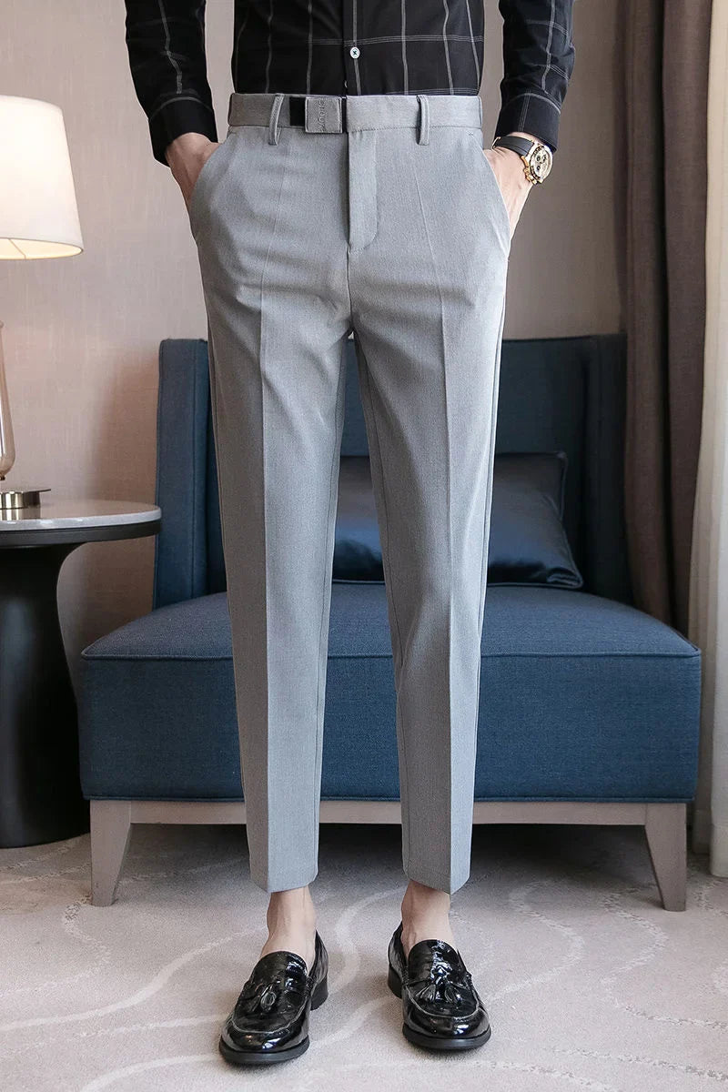 saferido Slim business suit pants men oversize loose straight pants solid color casual embroidery all-match classic trousers four seasons