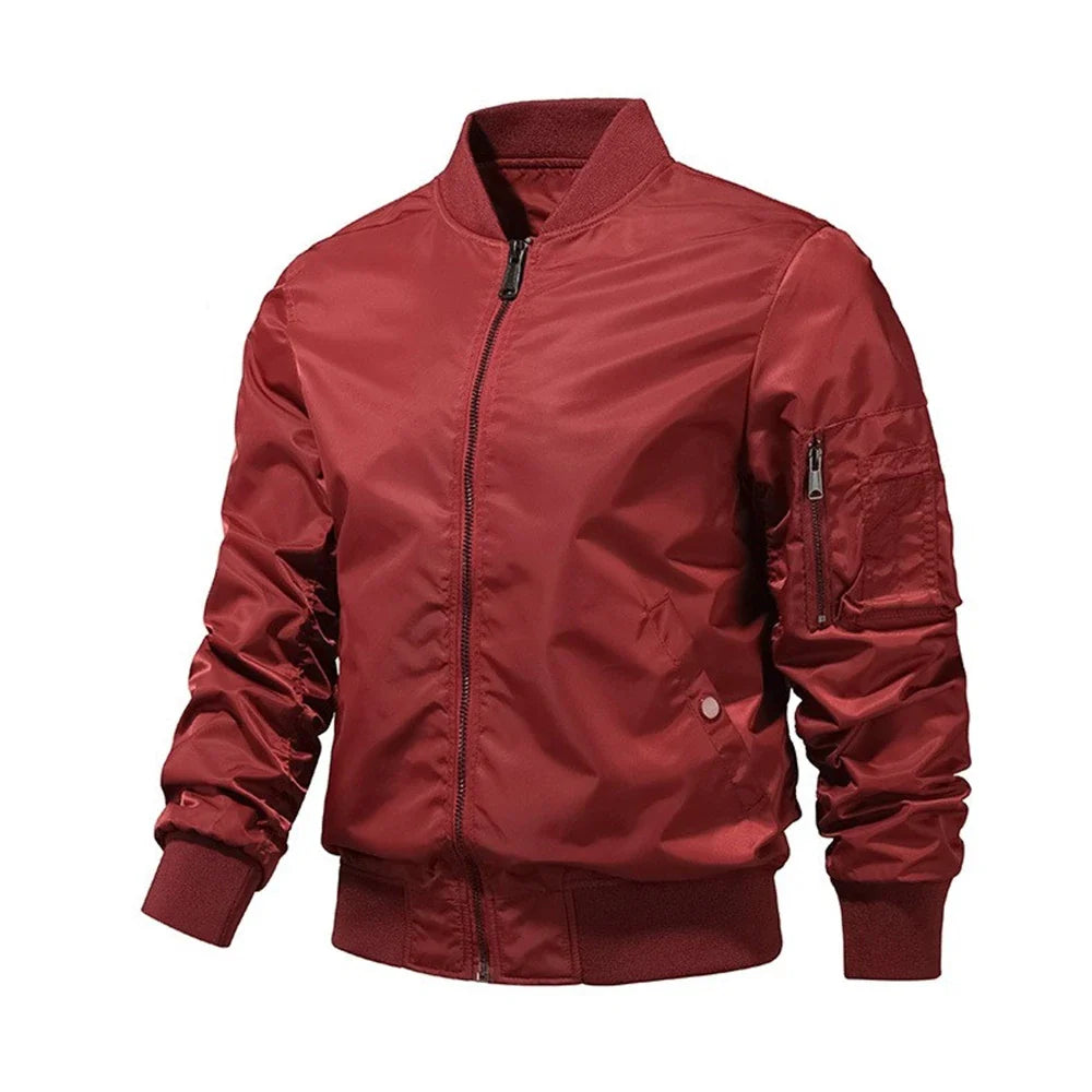 Fashion Spring Jacket for Men Solid Color New in Outerwear Bomber Aviator Jackets Outdoor Baseball Jackets Men's Clothing