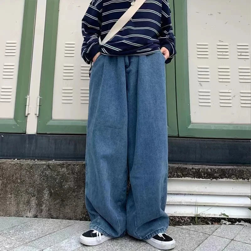 saferido Baggy Jeans Trousers Male Denim Pants Black Wide Leg Pants Men's Jeans Loose Casual Korean Streetwear Hip Hop Harajuku