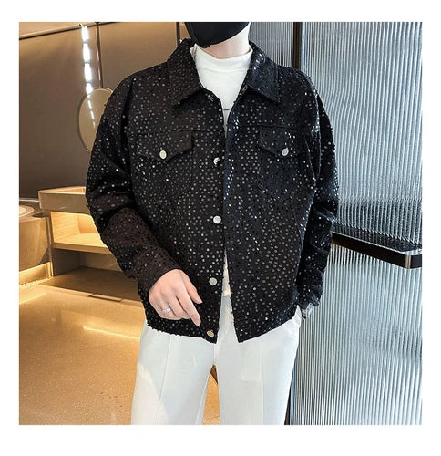 saferido Men Spring Casual Jackets/Male Slim Fit High Quality Coat Spring Summer New Hombre Fashion Sequins Thin Bomber Jackets 2XL-M