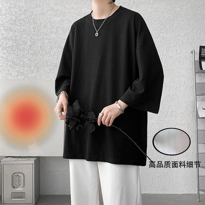 High Quality Men Oversized Ice Silk T Shirts  Summer Mens Half Sleeve Fashions Harajuku T-Shirt Male Solid Simple Daily Tees