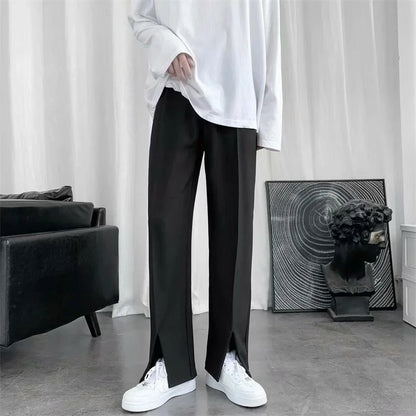 Spring/Summer Black Suit Pants Men Fashion Society Mens Dress Pants Korean Loose Straight Pants Mens Office Formal Trousers