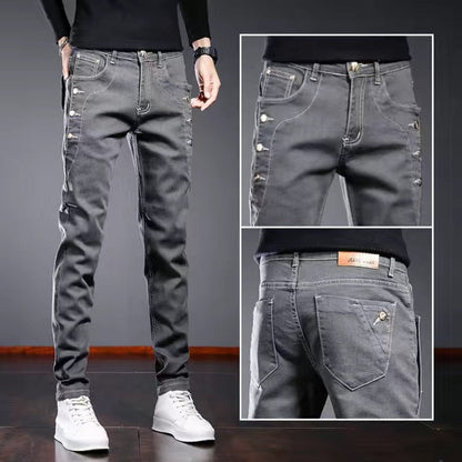 Straight Jeans Men High Waist Jean Spring Summer Boyfriend Jeans Streetwear Skinny Cacual Designer Long Denim Pants Trousers