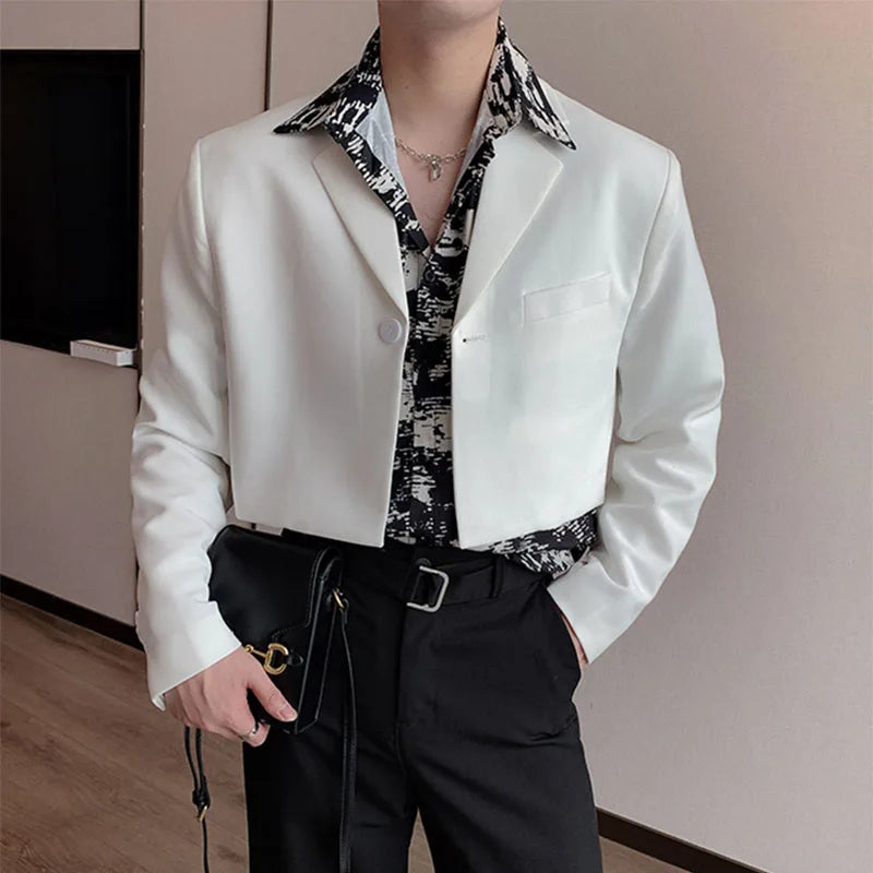 saferido Spring New Korean Version Of The Casual Short Street Style Solid Color Lapel Suit Jacket Men's Trend Design Suit