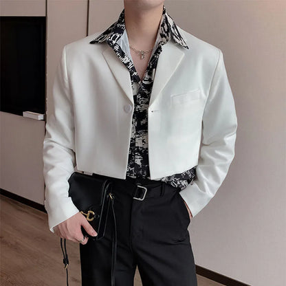 saferido Spring New Korean Version Of The Casual Short Street Style Solid Color Lapel Suit Jacket Men's Trend Design Suit