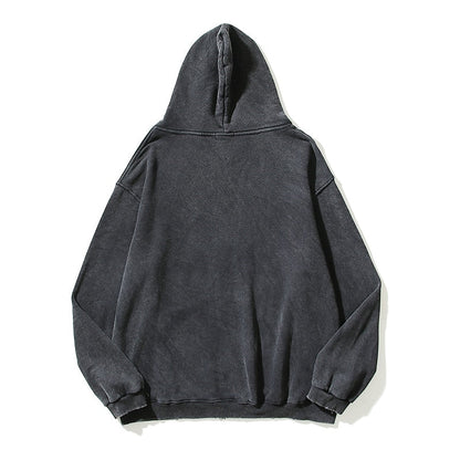 High Street Retro Washed Dirty Cut Zip Hooded Sweatshirtsr Jacket Men and Women Blank Harajuku Oversized Casual Hoodies