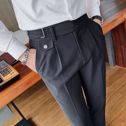 saferido  Brand Clothing Fashion Spring High Quality Slim Fit Business Suit Pants/Male White Black Leisure Dress Trousers 29-36