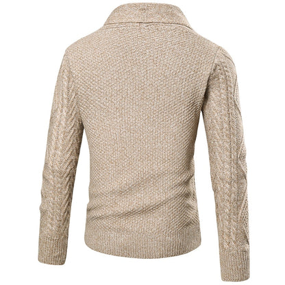 Fall New Men's Pure Cotton Knitted Jacket/Pure Color Single-breasted Lapel Casual Male Sweater Jacket mens clothing