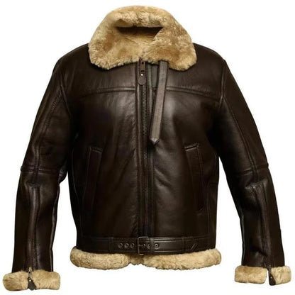 Autumn And Winter Leather Jacket Mens Casual Outdoor Leather Warm Jacket Parker Pilot Fur One-Piece Men's Jacket New Style