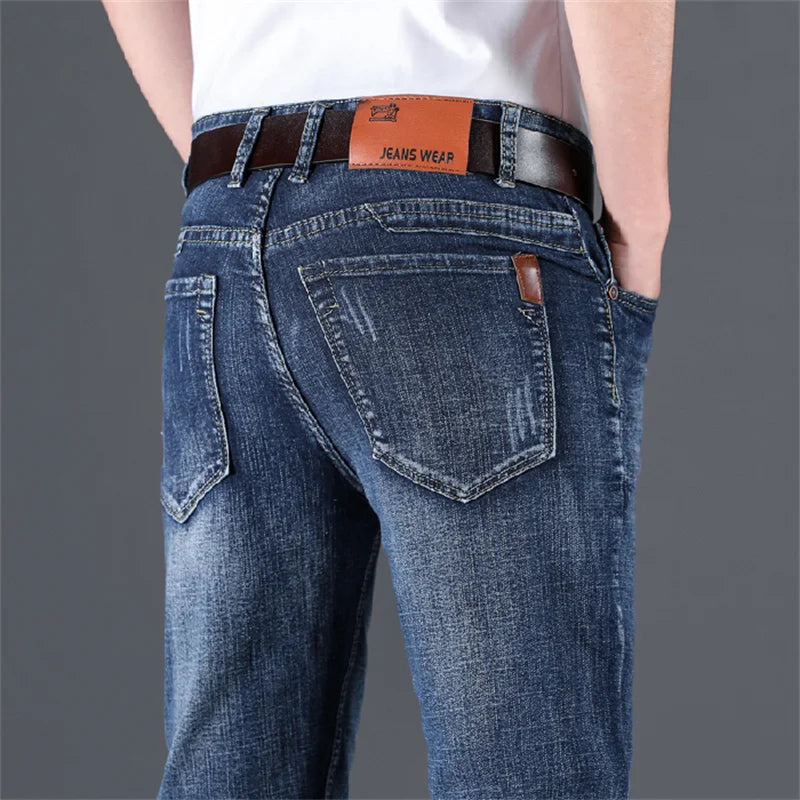 Stretch Men's Jeans Spring Summer New Fashion Casual Business Classic Male Clothing Blue Black Denim Trousers