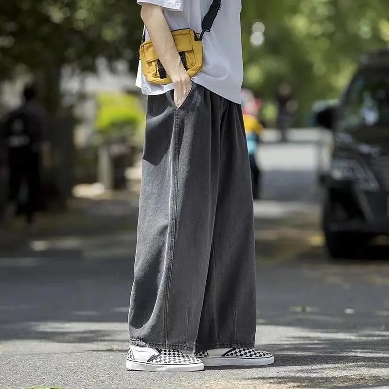 saferido Baggy Jeans Trousers Male Denim Pants Black Wide Leg Pants Men's Jeans Oversize Cargo Korean Streetwear Hip Hop Harajuku