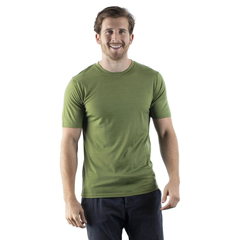 100% Superfine Merino Wool T shirt Men's Base Layer Shirt Wicking Breathable Quick Dry Anti-Odor No-itch USA Size