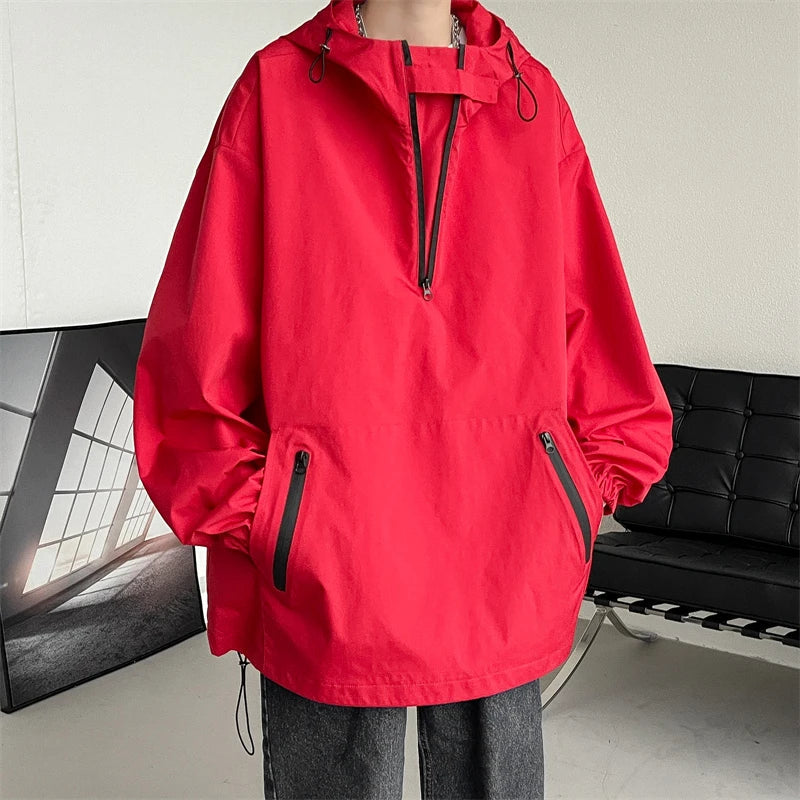 saferido Harajuku Loose Fitting Man Hoodie Men's Korean Style Clothes Outerwear Men's Coats Models 2024 Hooded Jackets Original Clothing