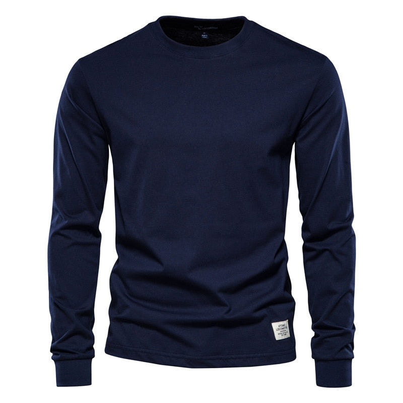 Spring New men T Shirt Fashion O-neck Long Sleeved Cotton Mens Tshirts High Quality  Man T-shirt 12 Color