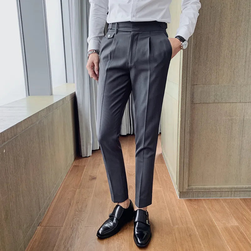 saferido  Brand Clothing Fashion Spring High Quality Slim Fit Business Suit Pants/Male White Black Leisure Dress Trousers 29-36