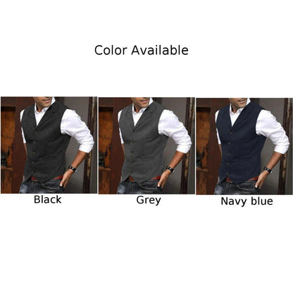 Men Vintage Herringbone Notch Lapel Slim Retro Suit Vest Tweed Waistcoat Wedding Wedding Business Casual Male Waistcoat Jacket