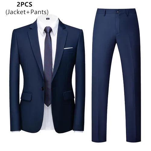 saferido (Jacket+Vest+Pants) Men Business Suits British Style MenWedding Dress Slim Fitting Blazer Trousers 3 Piece Elegant Male Tuxedo