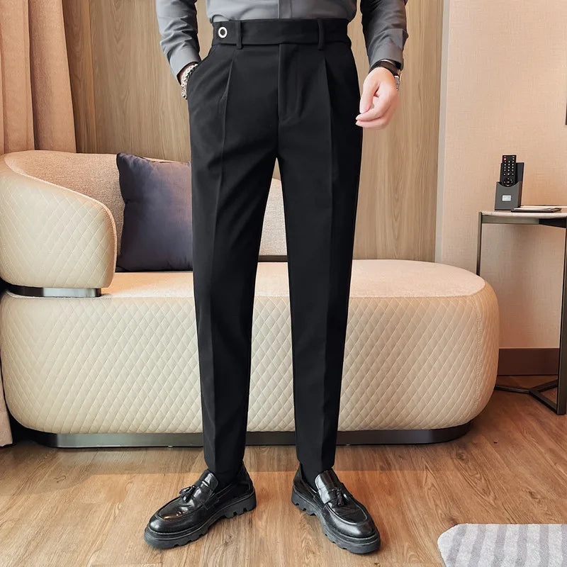 saferido  Men's Spring High Quality Business Suit Pants Male Slim Fit Fashion Solid Color Casual Dress Trousers 29-38