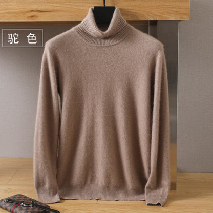 Men's Turtleneck 100% Mink Cashmere Sweater Men Autumn and Winter Large Size Loose Knitted Sweater Keep Warm Top Men Jumper