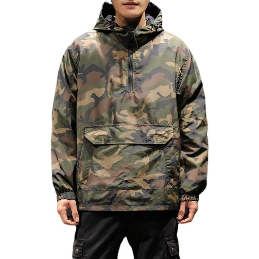 Autumn Japanese Vintage Camouflage Jacket Men Streetwear Pullover Men Jacket Pocket Loose Hooded Mens Jackets