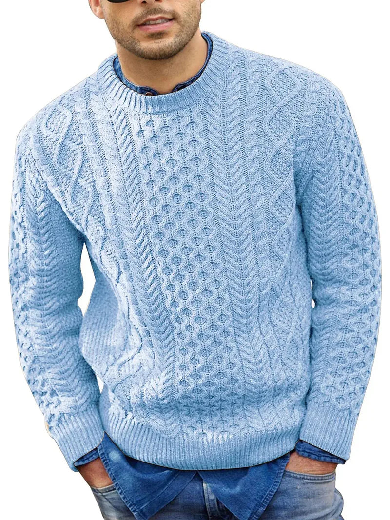 Pink Sweater Men's Autumn Winter New Pure Color Pullover Knitted Sweater Menwear Fashion Large Size Male Clothing