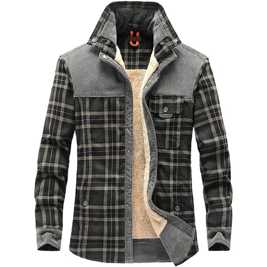 Men Winter Plaid Shirts Jackets Fleece Warm Shirts Coats High Quality Men Cotton Fit Business Casual Outerwear Shirts Jackets 4