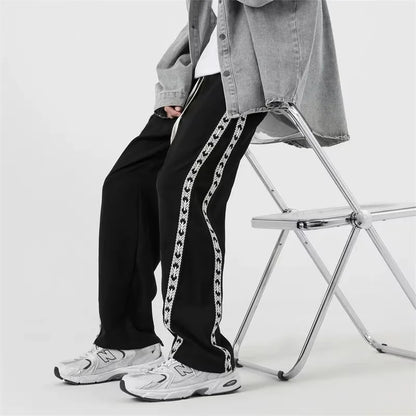 saferido Men's Sweatpants Loose Side Striped Splice Guard Pants Joggers Wide Leg Trousers Male Casual Korean Streetwear Hip Hop