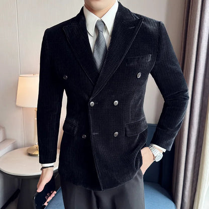 saferido Men's Corduroy Suit Jackets/Male Slim Fit Fashion High Quality Tuxedo/Man Spring Autumn Blazers Office Dress