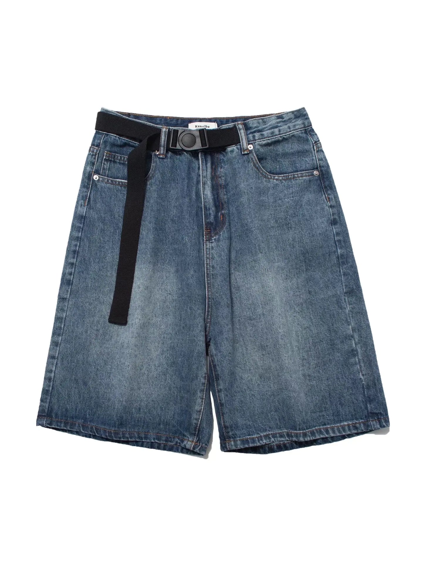 saferido High Street Retro Blue Jeans Shorts Summer New Baggy Wide Leg Denim Half Pants Fashion Streetwear Y2k Clothing Oversize Man