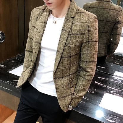 saferido Men's Blazer Fashion Spring Summer Clothing Male Suit Jacket Gradient Color Casual Slim Fit Fancy Party Singer Blazzer Coat