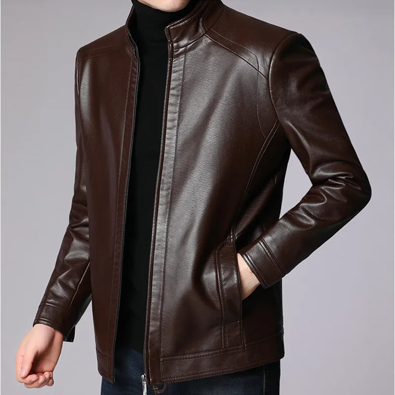 Men Leather Suit Jacket Men Slim Fit blazer Coat Men Fashion Leather jacket Streetwear Casual Blazer Jackets Male Outerwear mens