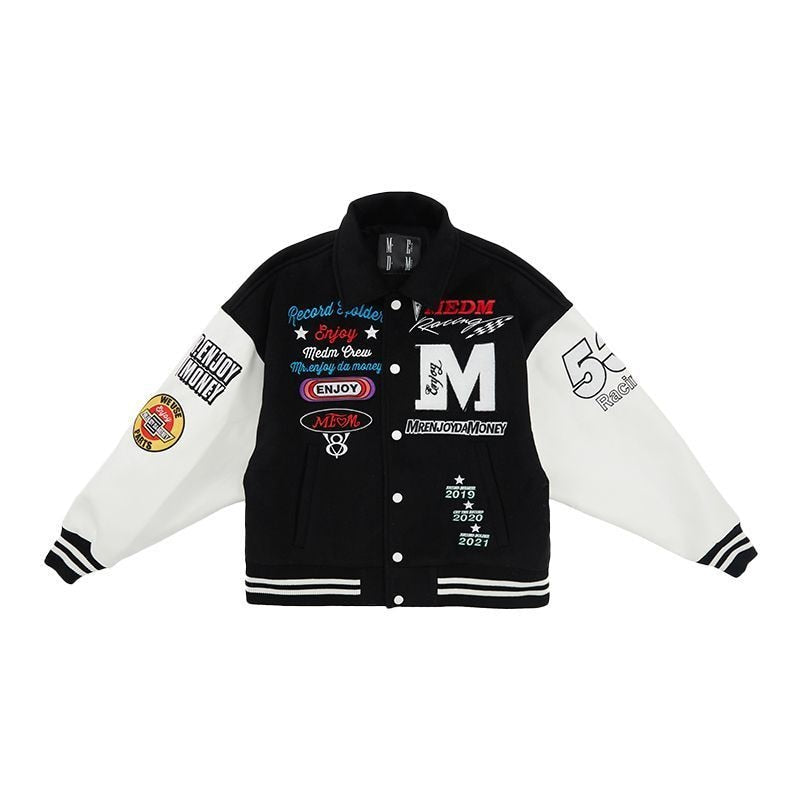 New American Retro Letter Embroidered Jackets Coat Men Y2K Street Hip Hop Trend Baseball Uniform Couple Casual Loose Jacket