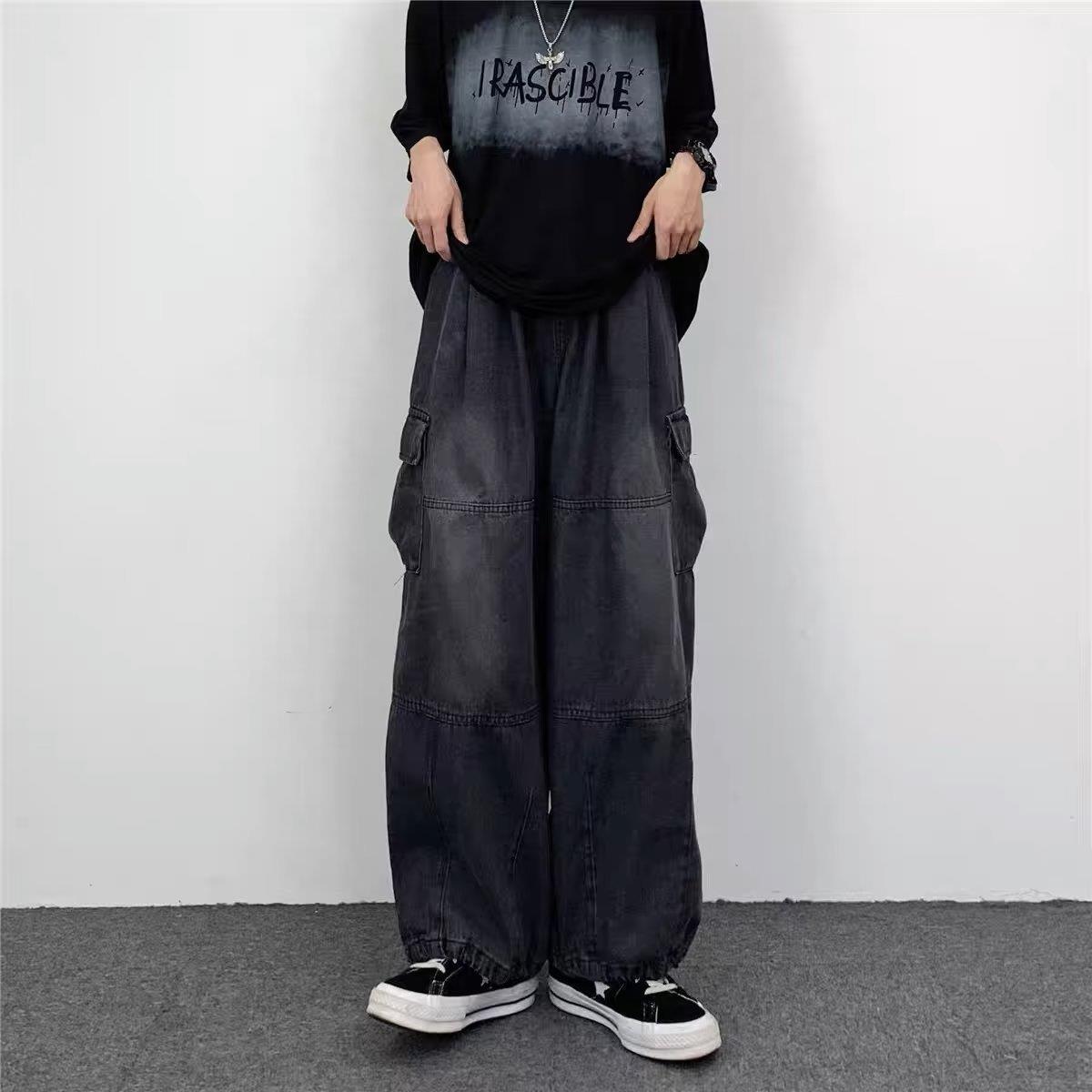 Vintage Y2K Streetwear Baggy Cargo Jeans High Waisted Straight Wide Leg Pants Fashion Loose Denim Trousers New Washed Jeans